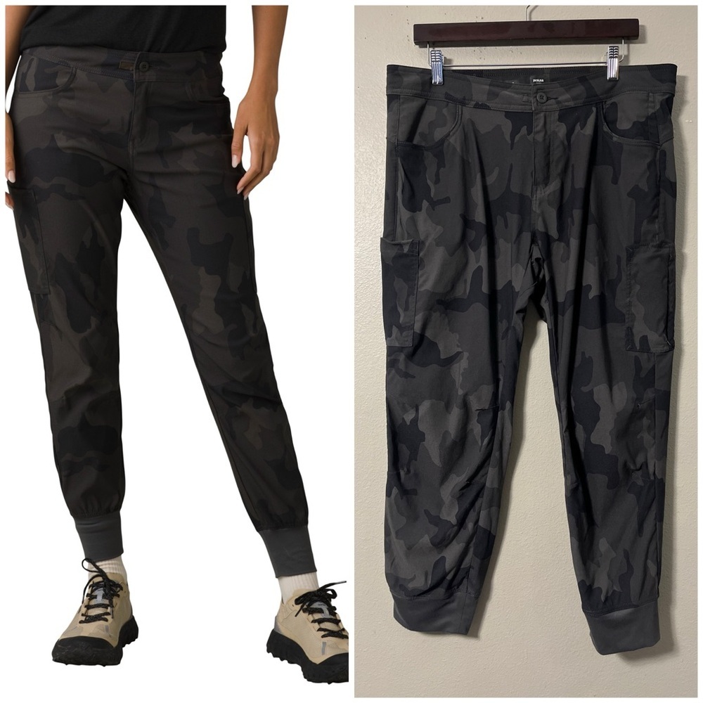 Prana Hybrid Halle Jogger II Pant Size 14 Camo Cargo Stretch Outdoor Hiking